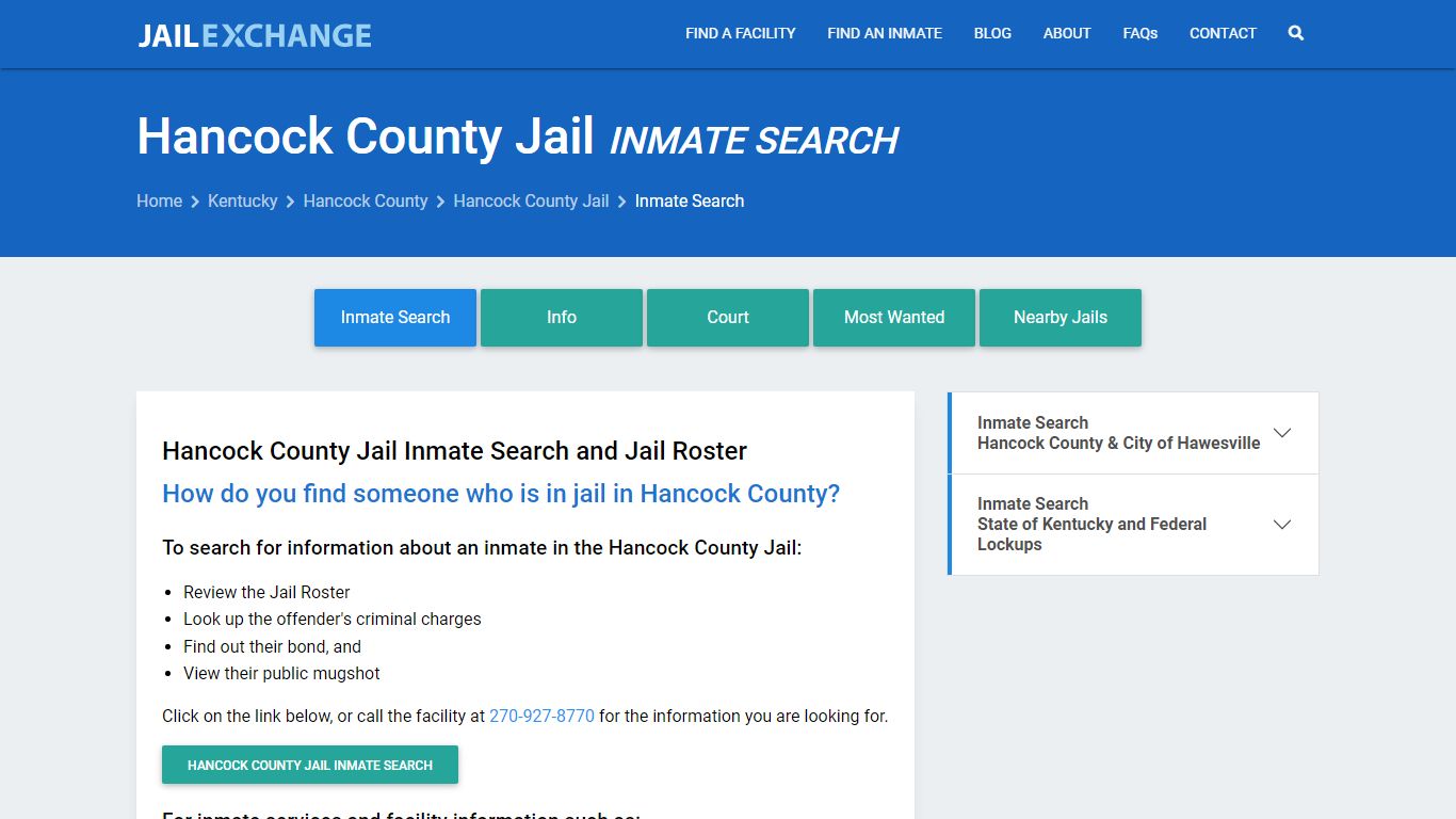 Inmate Search: Roster & Mugshots - Hancock County Jail, KY